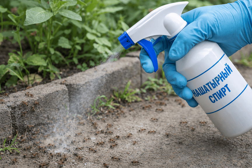 Уничтожение муравьев нашатырным спиртом