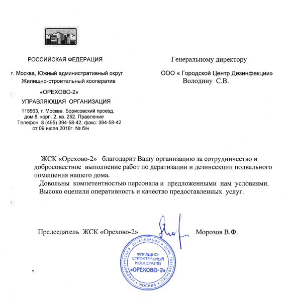 Благодарственное письмо клиента